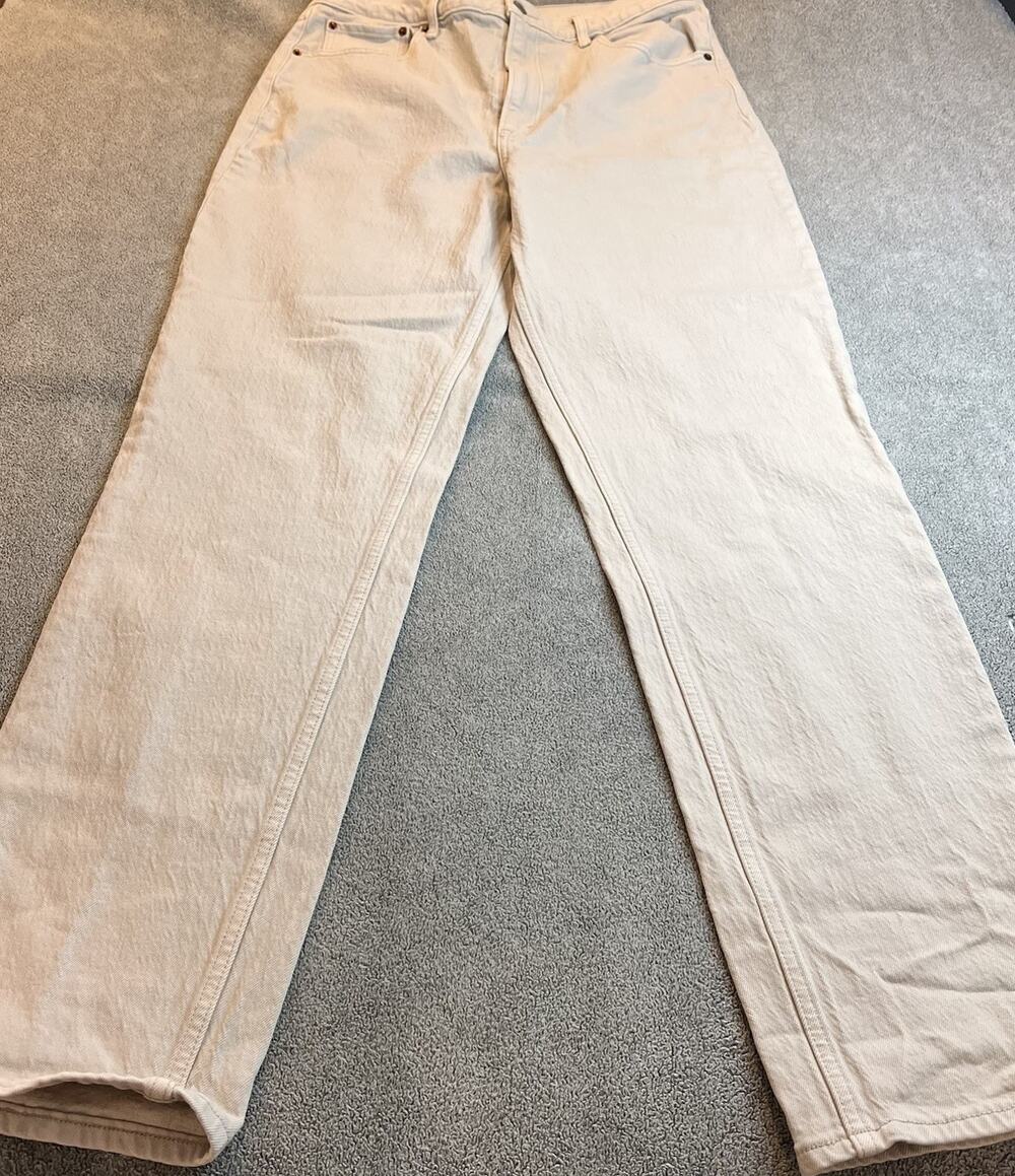 Abercrombie & Fitch 90s Straight Ultra High Rise Cream Off-WhitePants Sz 31/ 12L